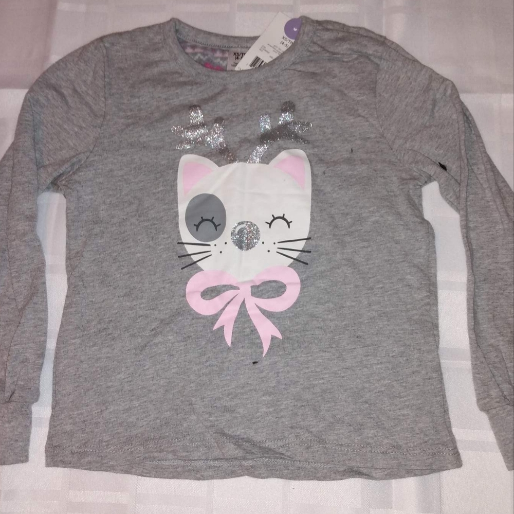 Cat with reindeer antlers long sleeve xs 4